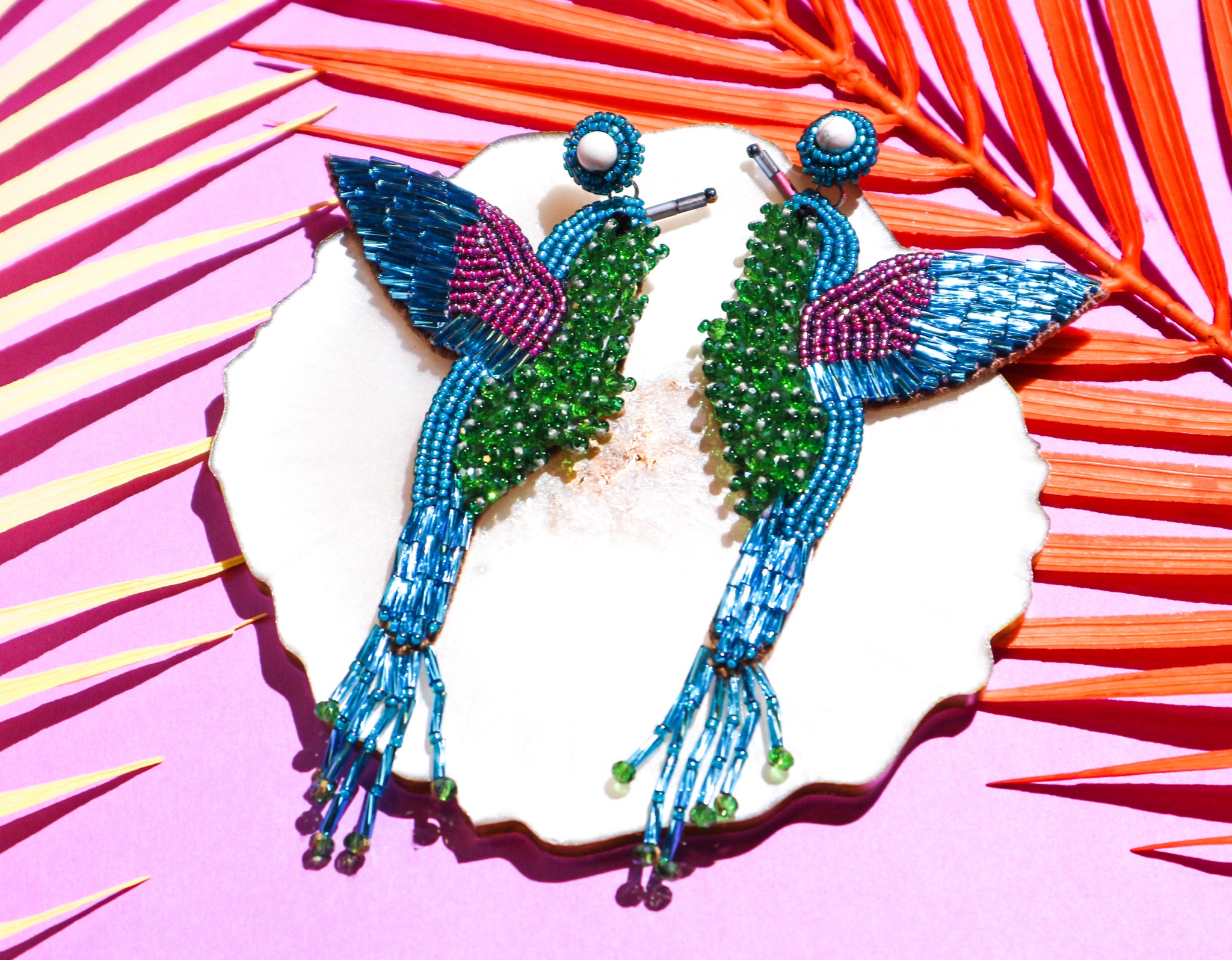 Blue Hummingbird Earrings